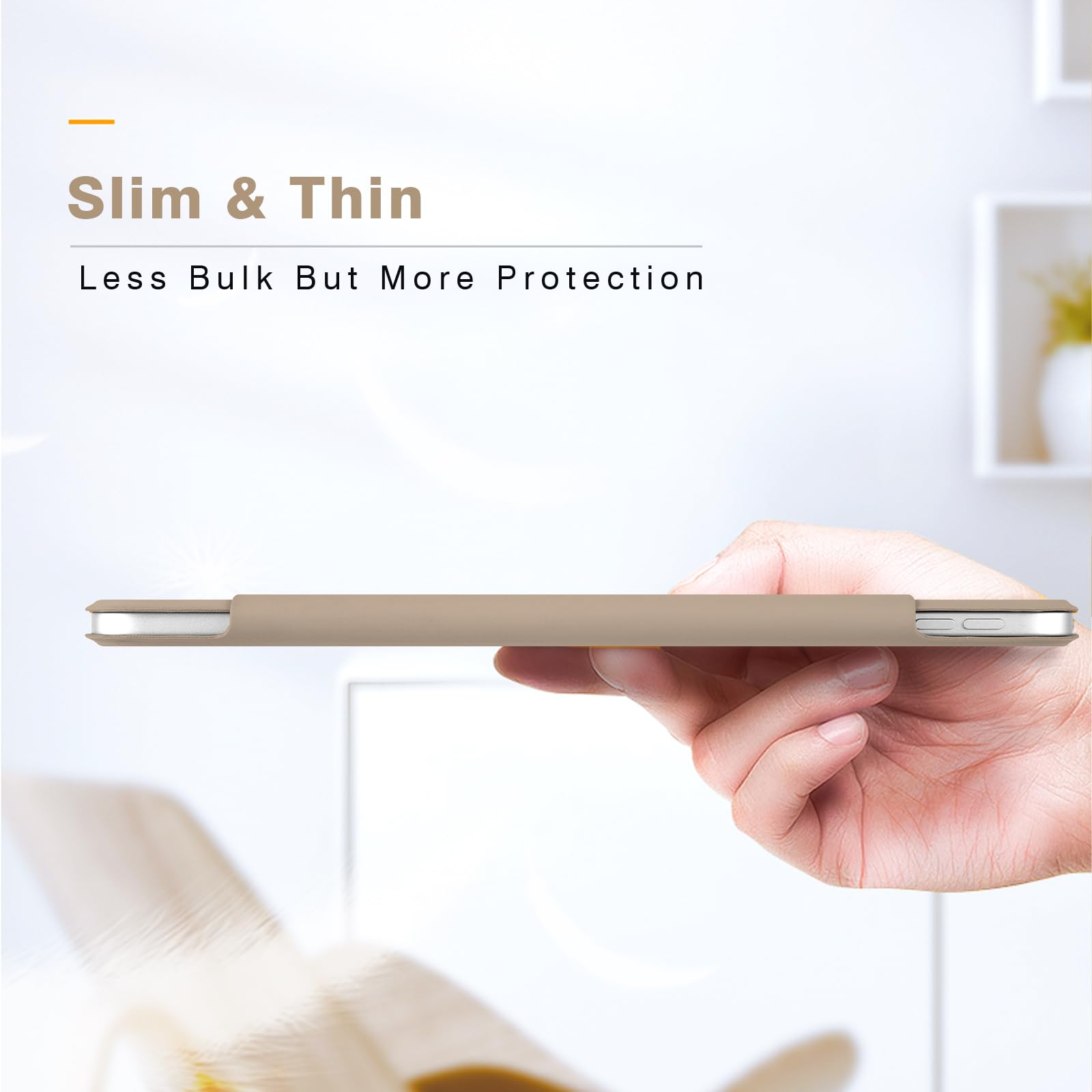 Magnetic Slim Smart Folio Case for iPad Air 7/6/5/4 (10.9 & 11 Inch) - Compatible with iPad Air 5th/4th Gen 2022/2020 & M3/M2 2025/2024 Models - Auto Sleep/Wake Function - Oat Coffee Color - Perfect for Work, Study & Travel Protection