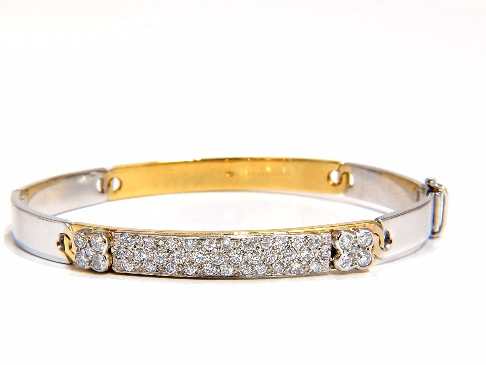18Kt Two-Toned Designer Bangle Bracelet with 1.50ct Natural Diamonds - Luxury Jewelry for Women, Perfect for Weddings, Anniversaries & Special Occasions
