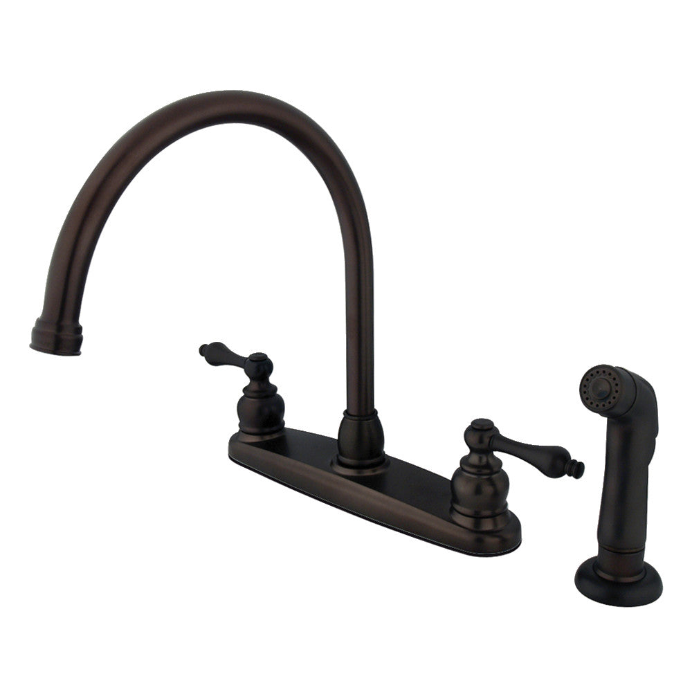 Kingston Brass KB726ALSP Vintage 8-Inch Centerset Kitchen Faucet with Pull-Down Sprayer - Perfect for Farmhouse, Cottage & Traditional Style Kitchens