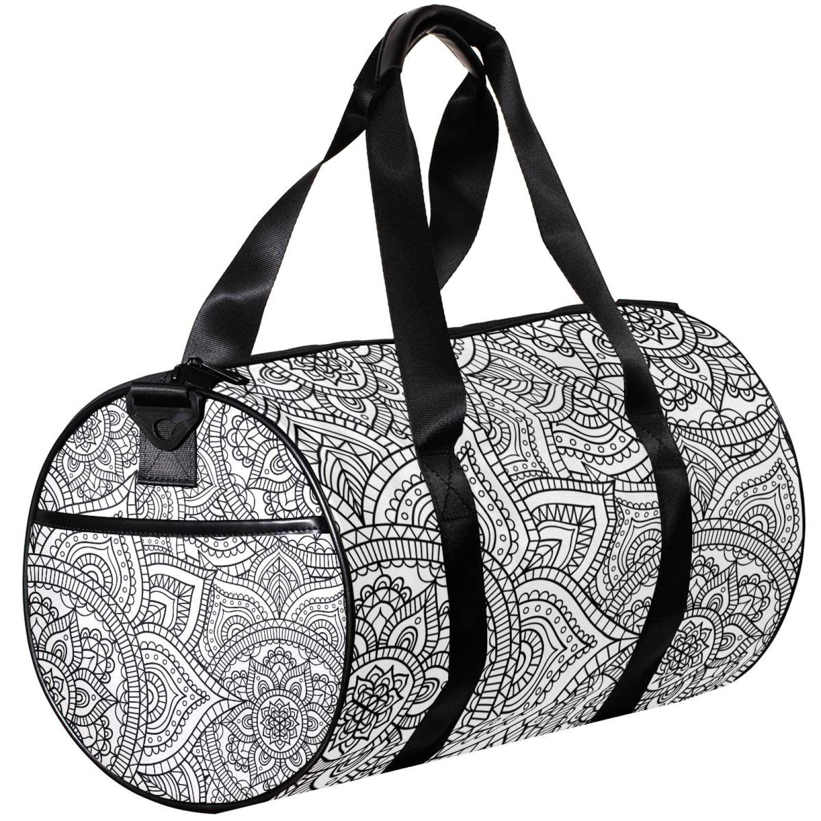 Men's Gym Duffle Bag with Wet Pocket - Ethnic Mandala Boho Pattern Sports Bag for Workout, Travel & Yoga | Water-Resistant Compartment for Gym Essentials