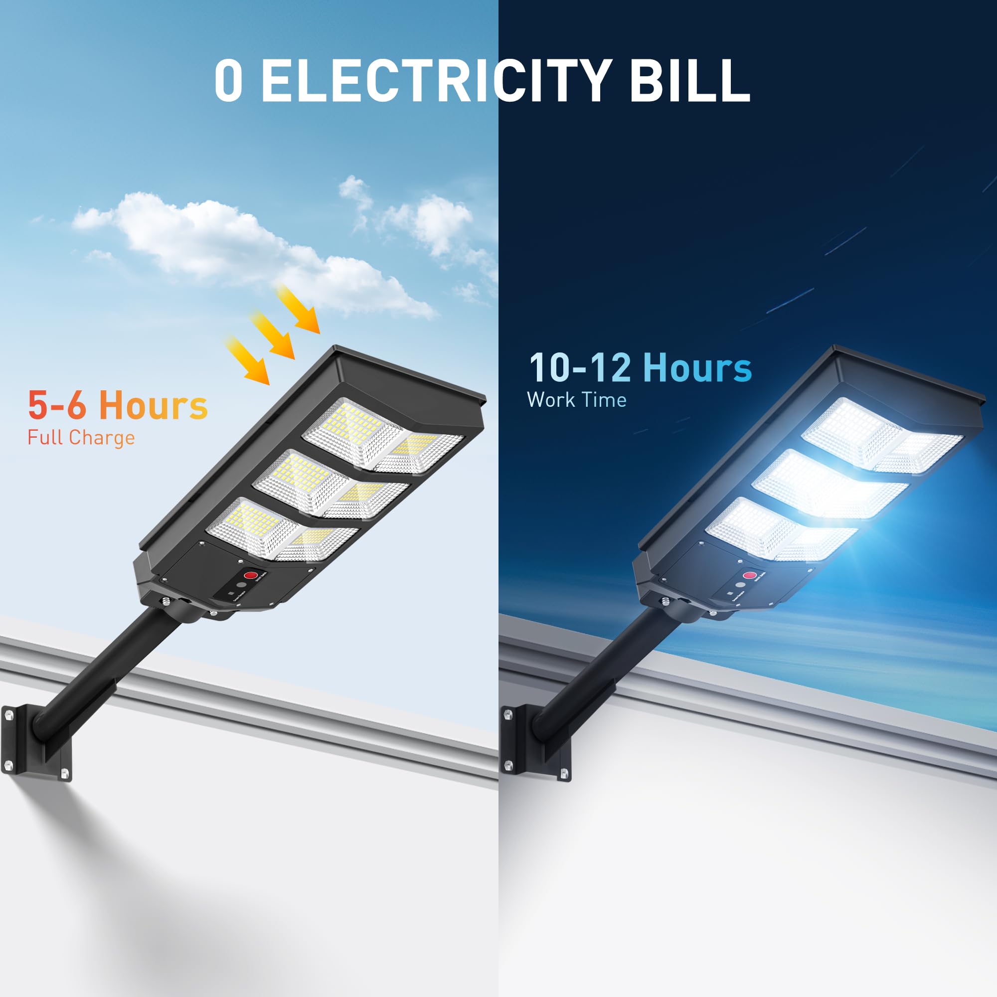 6500K Solar Street Lights Outdoor with Motion Sensor - IP66 Waterproof, Wide Angle, Remote Control, Dusk to Dawn (1 Pack) - Perfect for Driveways, Parking Lots, Gardens & Pathways