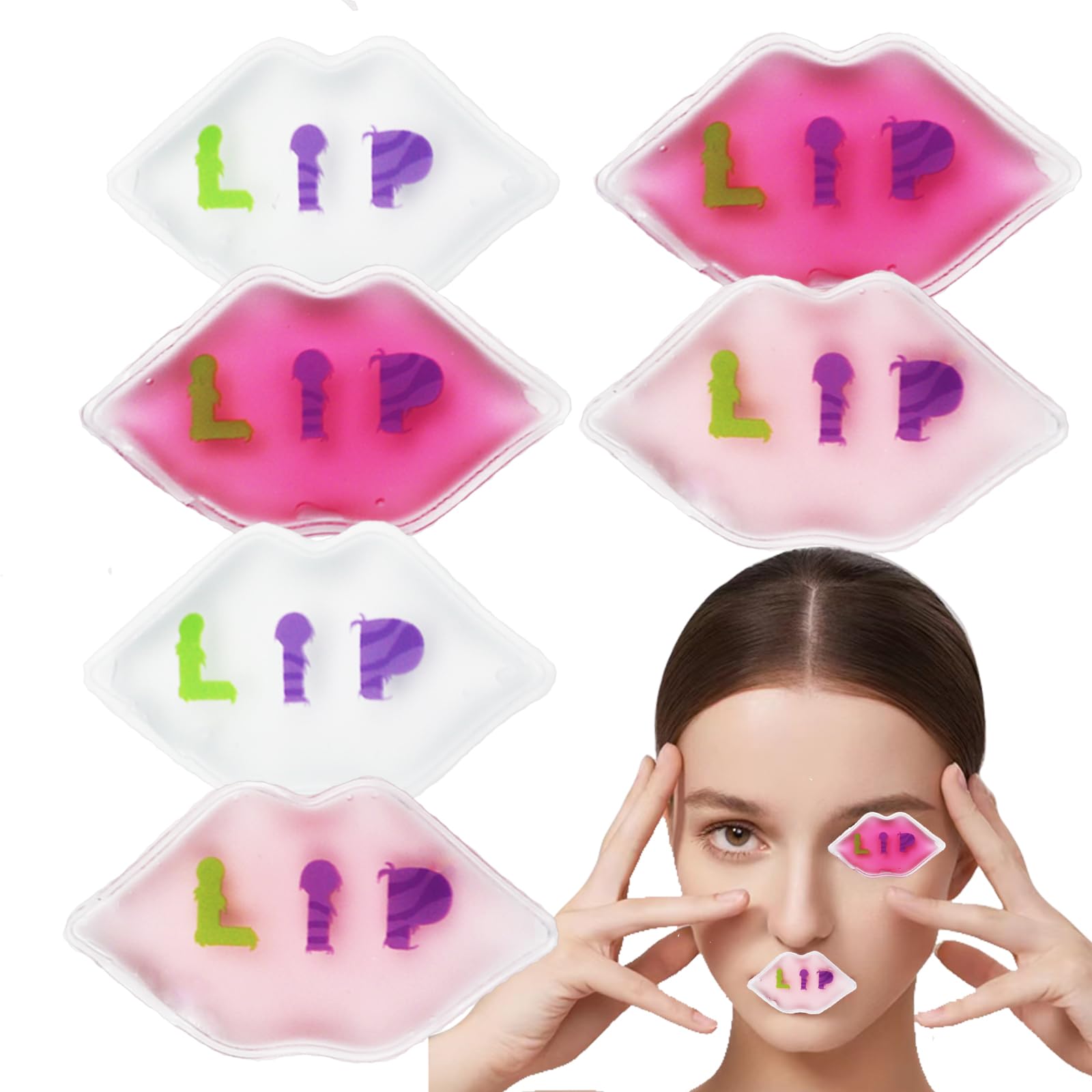 Reusable Lip Ice Pack for Swelling Relief - 6 Pack Cosmetic Lip Care Pads (5x9cm) to Reduce Pain, Anti-Aging & Relax Lips - Perfect for Post-Procedure, Sunburn, or Chapped Lips Care