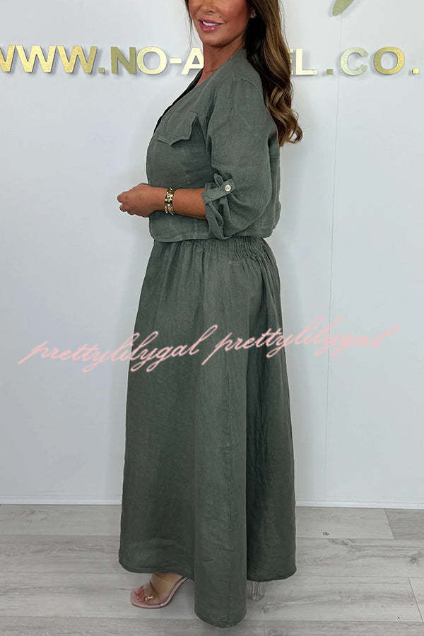 Stylish Solid Color Casual Short Jacket with Suspenders & Pleated Maxi Dress Set for Women | Perfect for Spring Outfits, Date Nights & Office Wear