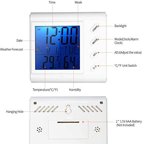 **Digital Hygrometer Indoor Thermometer - Accurate Temperature & Humidity Monitor with Backlit Display, Desk Clock for Bedroom, Office, Home & Greenhouse - Clear Reading & Time Display for Comfortable Living Spaces**