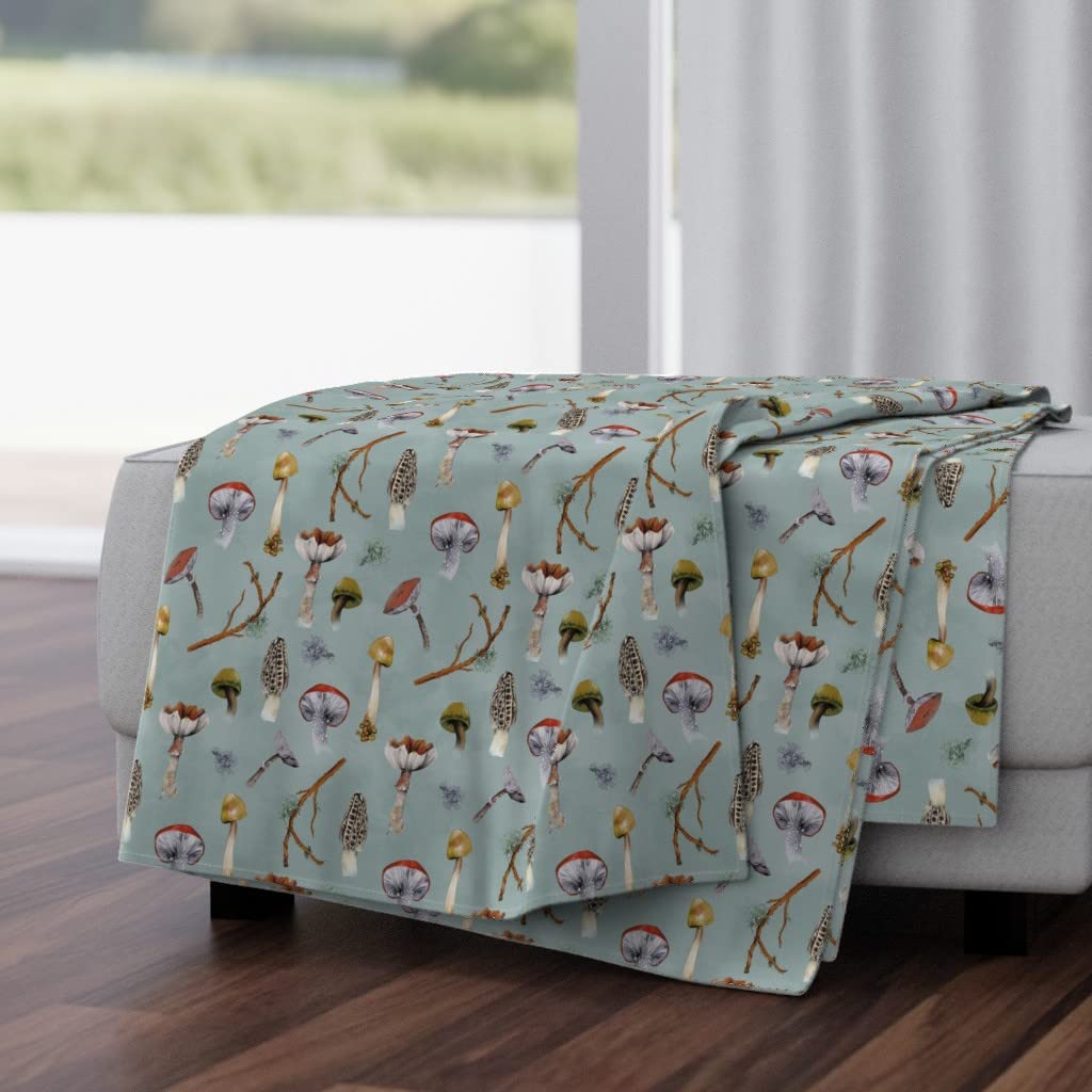 Soft Plush Minky Throw Blanket 50x70 Inches - Mushroom Forest Watercolor Design Cozy Blanket for Bed, Couch & Nursery | Perfect Gift for Home Decor, Baby Shower & Winter Warmth