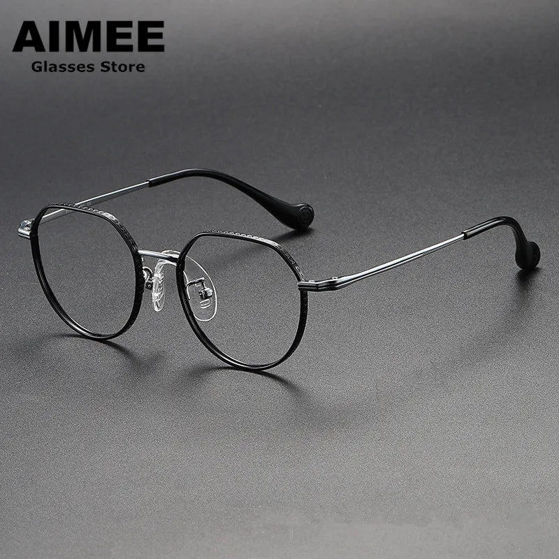 Aimee Unisex Youth's Full Rim Flat Top Round Titanium Eyeglasses 80952 - Lightweight Durable Frames for School, Reading & Everyday Wear