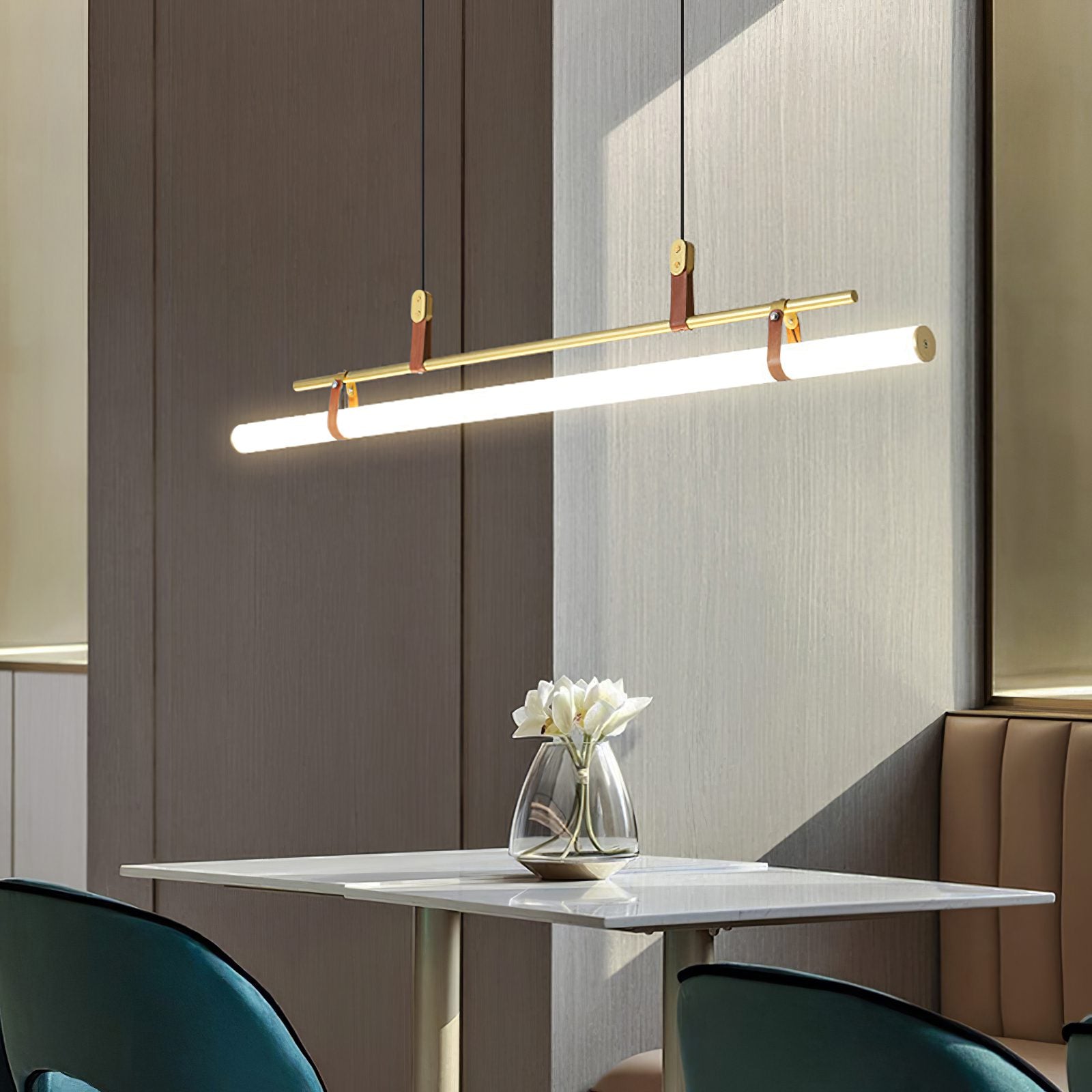 Modern Eden Linear Pendant Light - Sleek Minimalist Hanging Fixture for Kitchen Island, Dining Room & Bedroom Lighting - Adjustable LED Chandelier for Contemporary Home Decor