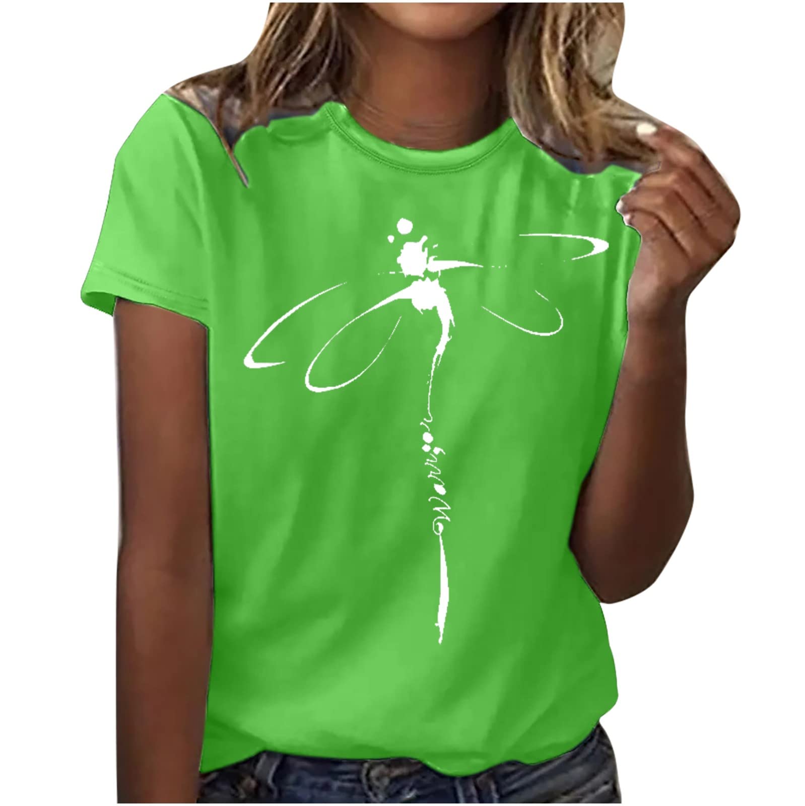 Women's Summer Casual Graphic Short Sleeve T-Shirt - Round Neck Loose Blouse Basic Tee for Everyday Wear | Perfect for Beach, Shopping & Casual Outings