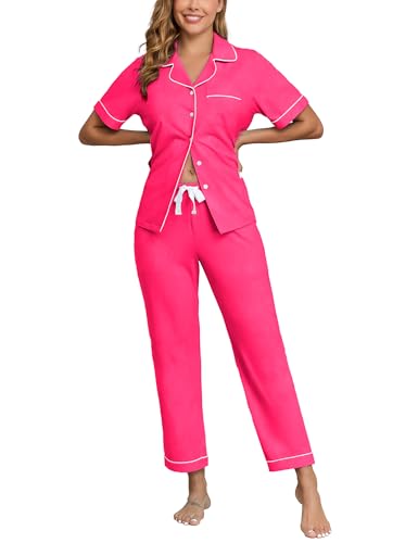 Hot Pink-short Sleeve Pjs