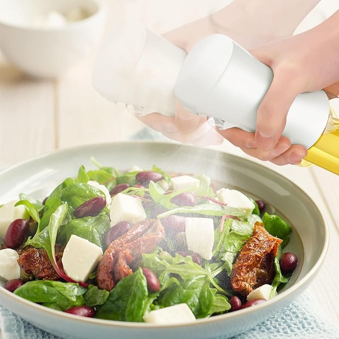 Premium 210ml Glass Olive Oil Spray Bottle for Cooking - Samista Oil Mister for Air Fryer, Baking & Salad Making - Reusable Kitchen Gadget for Healthy Canola & Olive Oil Dispensing - Perfect for Meal Prep & Low-Fat Cooking