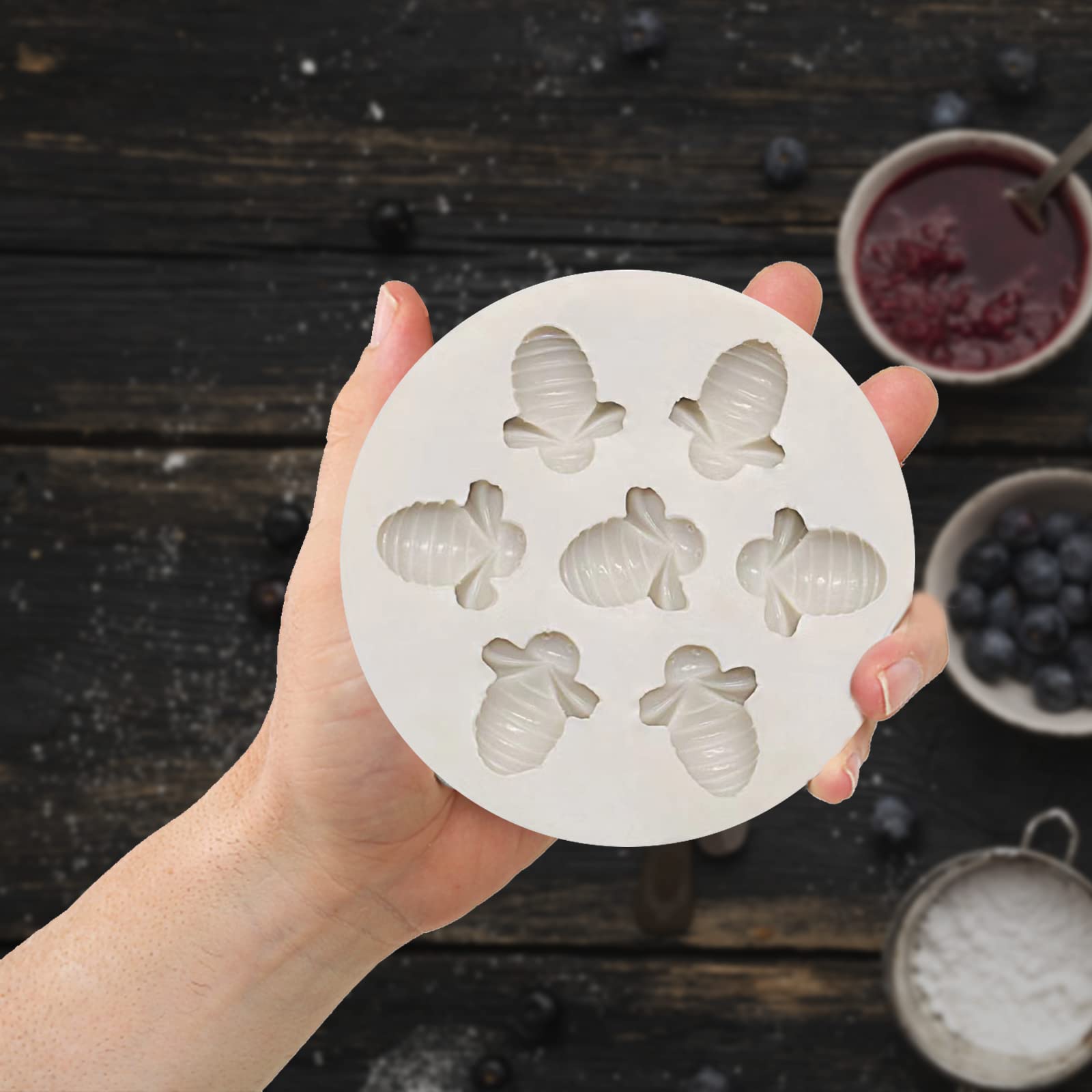 Premium 7-Cavity Bumble Bee Silicone Mold for Chocolate Making, Honeycomb Candy Molds - Food-Grade Baking Molds for Fondant, Cake Decorating, Sugar Cubes & DIY Candy (Perfect for Birthday Parties, Baby Showers & Holiday Treats)