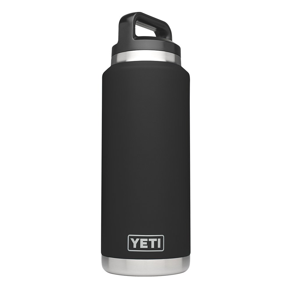 YETI Rambler 36oz Vacuum Insulated Stainless Steel Water Bottle with Chug Cap - Leakproof, BPA-Free, Keeps Drinks Hot/Cold for Hours - Perfect for Hiking, Camping & Outdoor Adventures (Black)
