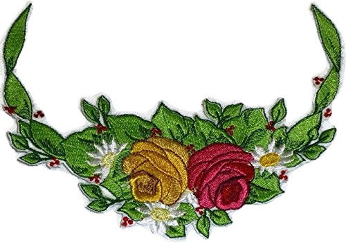 Custom Romantic Rose Embroidered Iron-On/Sew Patch - 4.5