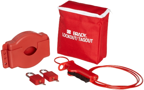 Brady Gate Valve Lockout Pouch Kit with 2 Safety Padlocks & Tags - OSHA Compliant Lockout/Tagout (LOTO) Equipment for Industrial Safety and Valve Maintenance