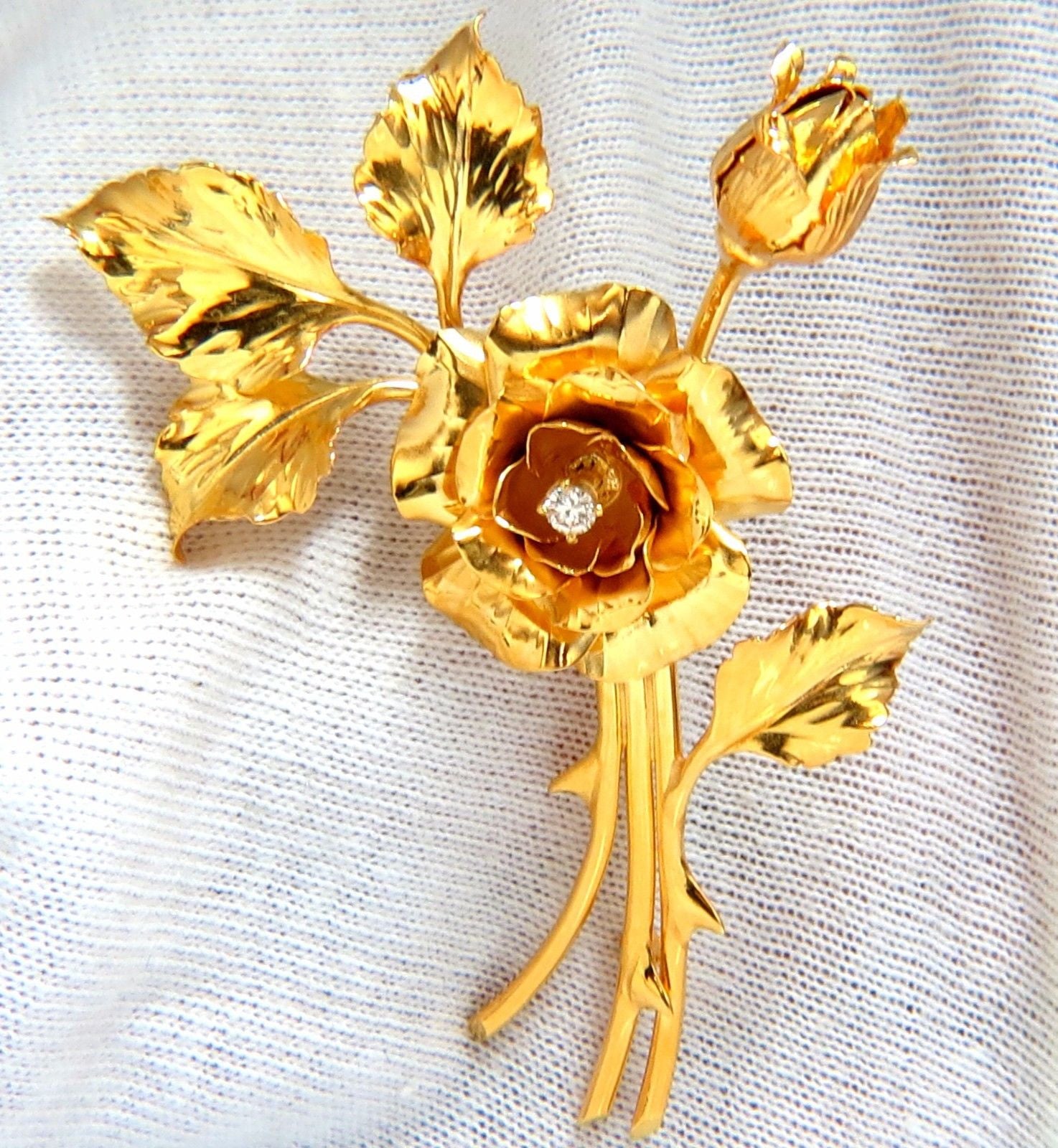 14kt Gold Floral Still Life Rose Brooch Pin - Elegant Vintage Jewelry for Women, Perfect for Weddings, Parties & Special Occasions
