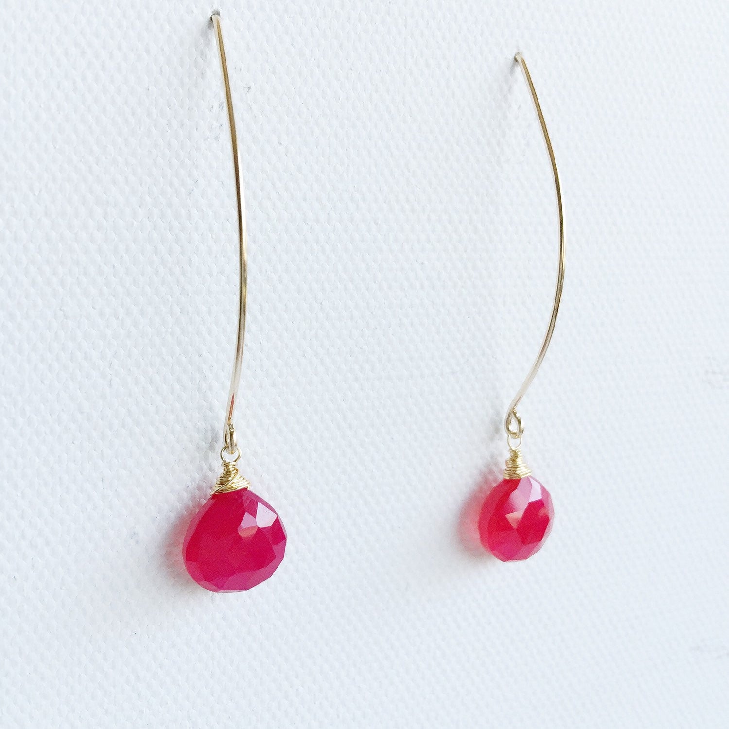 Kalena Ruby Chalcedony Earrings (E252) - Elegant Gemstone Jewelry for Women, Perfect for Parties, Weddings & Special Occasions