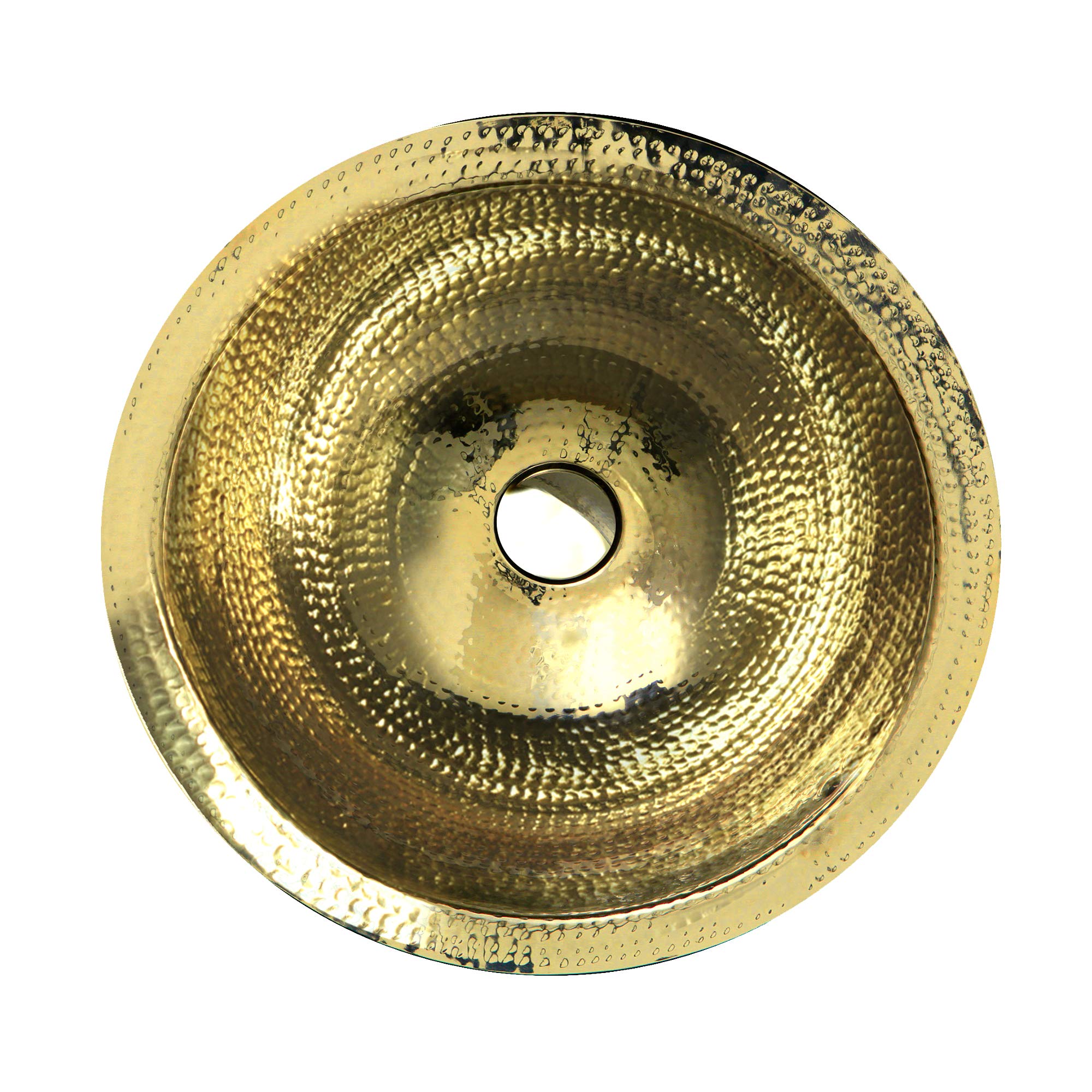 Handcrafted 15-Inch Hammered Round Vanity Sink - Solid Brass Nantucket Sinks RLB-OF for Bathroom Remodel | Farmhouse & Coastal Style Decor