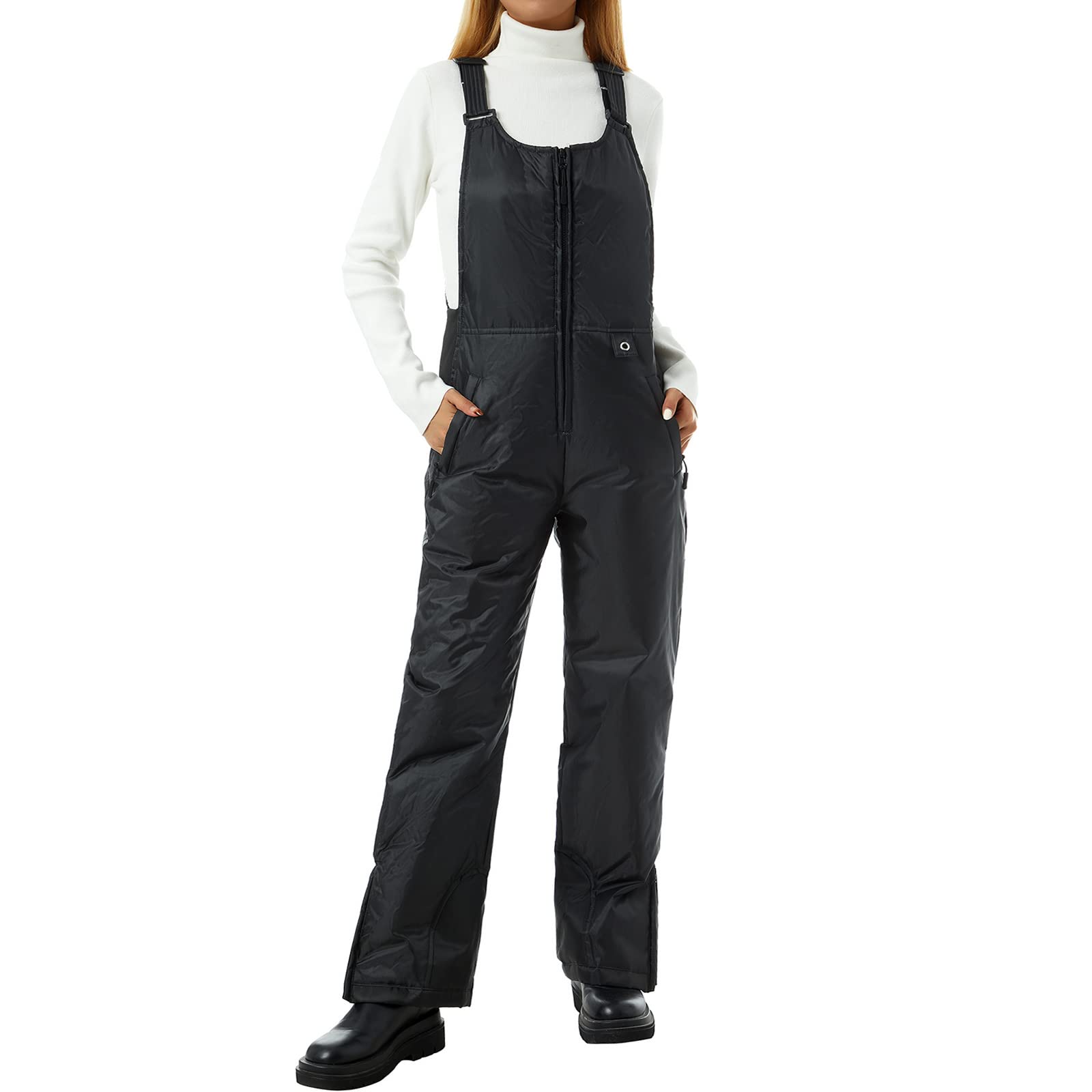 Lisenrain Women's Waterproof Insulated Snow Bib Overalls - Adjustable Strap Winter Snowboard Pants with Pockets | Skiing, Snowboarding & Cold Weather Outdoor Activities