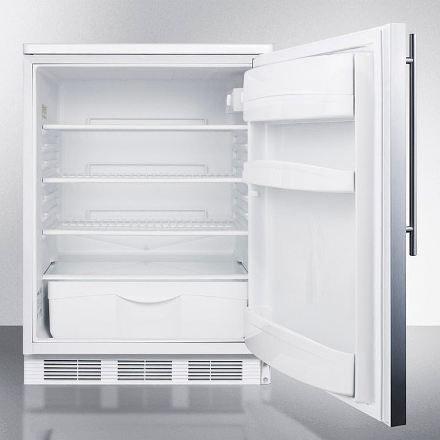 Accucold 24 Inch Wide All Refrigerator with Thin Handle - Compact Freezerless Refrigerator for Small Spaces, Apartments, Dorms, Offices & Home Bars | FF6WSSHV