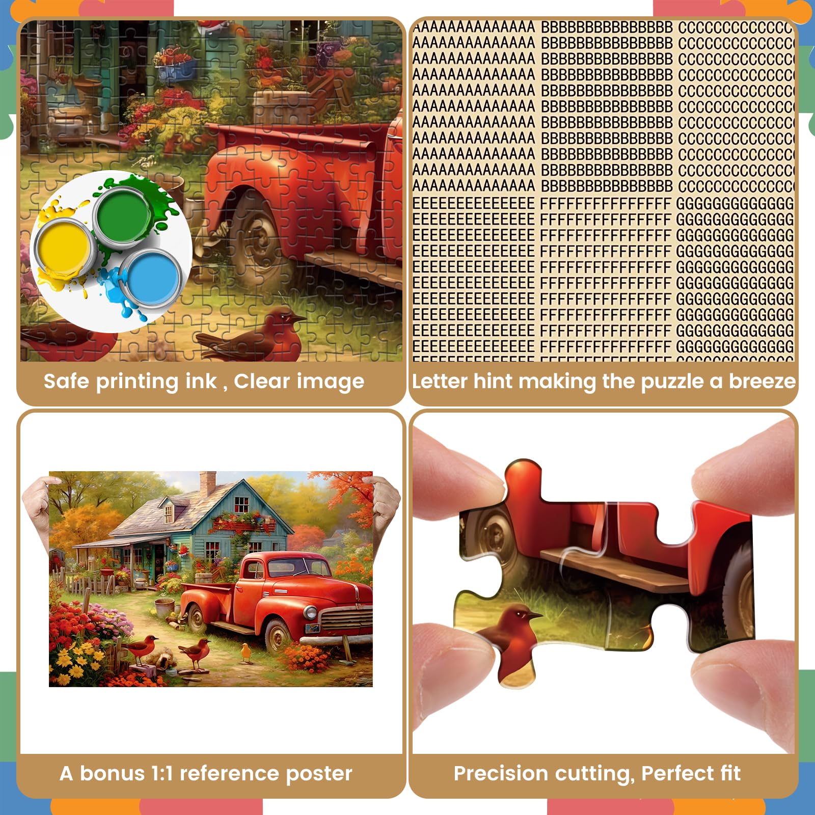 1000 Piece Wooden Jigsaw Puzzle for Adults - Countryside House Landscape Art, Educational Brain Teaser & Home Decor (29.5