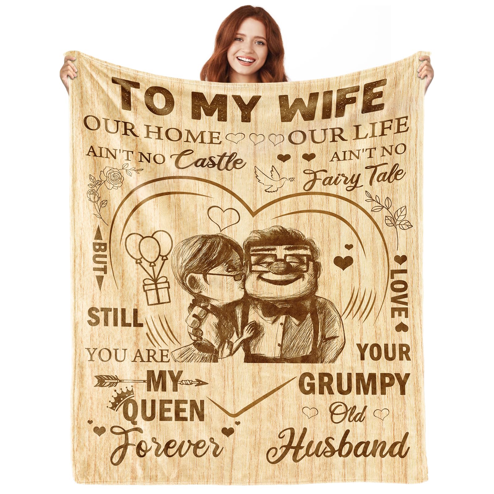 Romantic Anniversary Blanket Gift for Wife - Soft & Cozy Throw Blanket for Her - Perfect Valentine's Day, Mother's Day & Birthday Present from Husband - Ideal for Cuddling, Movie Nights & Home Decor