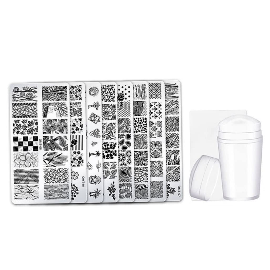 Apofly Nail Art Stamping Kit - 10 Floral Nail Template Plates with Transparent Jelly Stamper & Scraper | Professional Manicure Tools for DIY Nail Designs at Home or Salon | Perfect for Parties, Weddings & Special Occasions