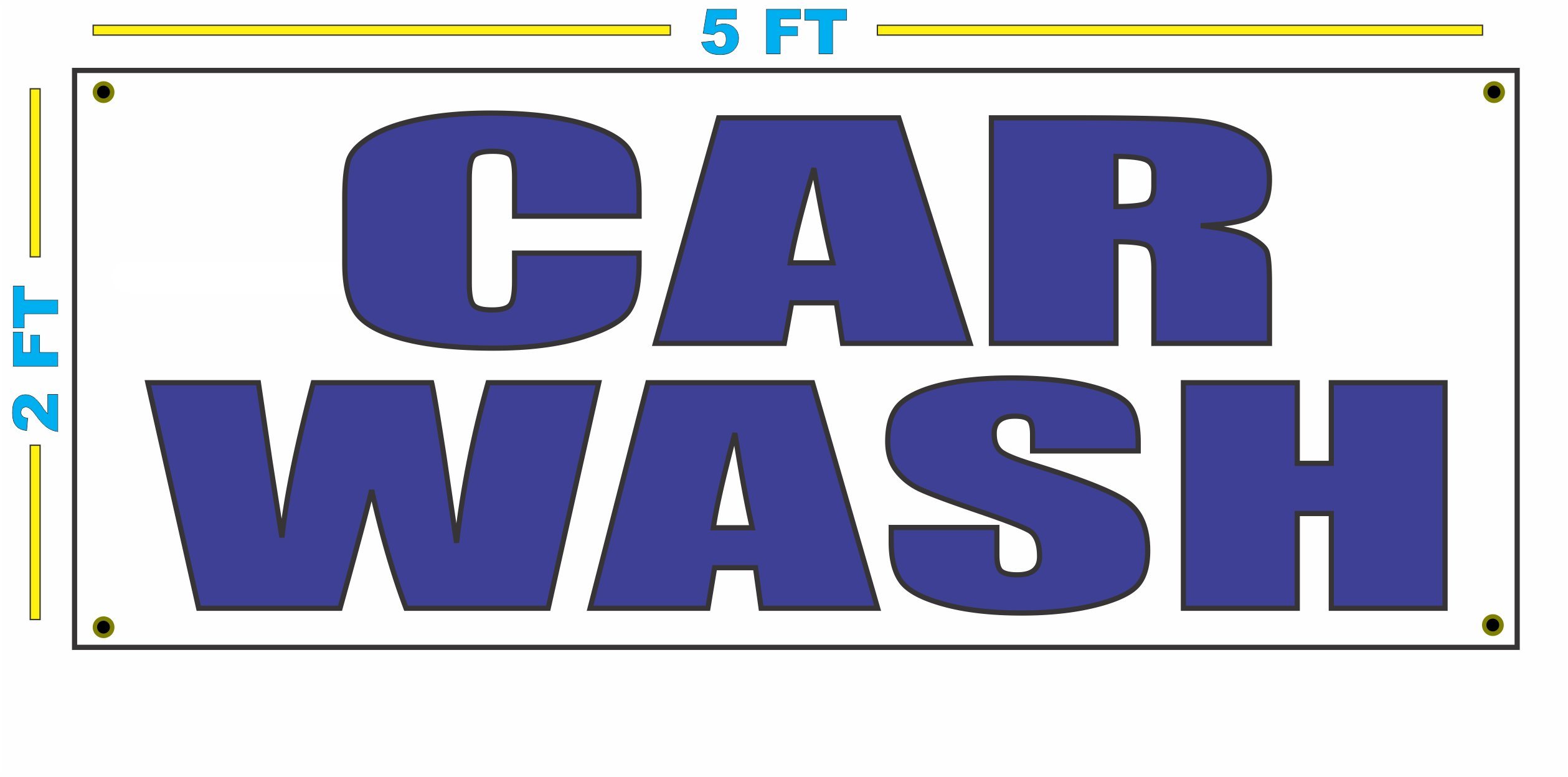 Premium Blue Car Wash Banner Sign - High Visibility Advertising for Auto Detailing & Car Wash Businesses | Perfect for Gas Stations, Car Dealerships & Detailing Shops