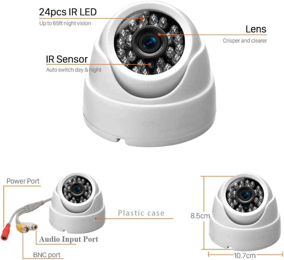 Vanxse® 800TVL Indoor Dome Security Camera with 24 IR LEDs, 1/3