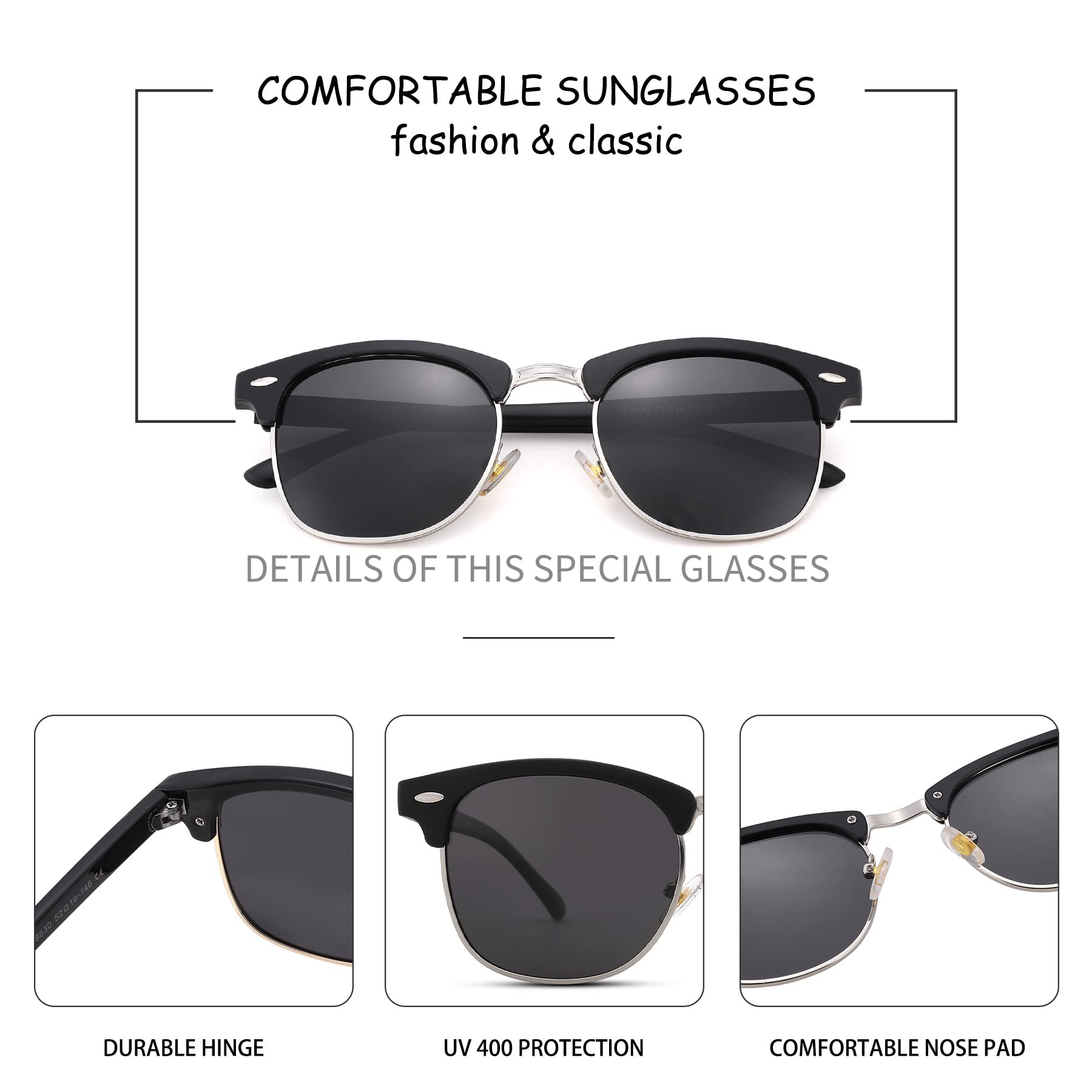 Pro Acme Semi-Rimless Polarized Sunglasses UV 400 Protection for Women & Men - Stylish Outdoor Sun Protection for Driving, Beach & Sports