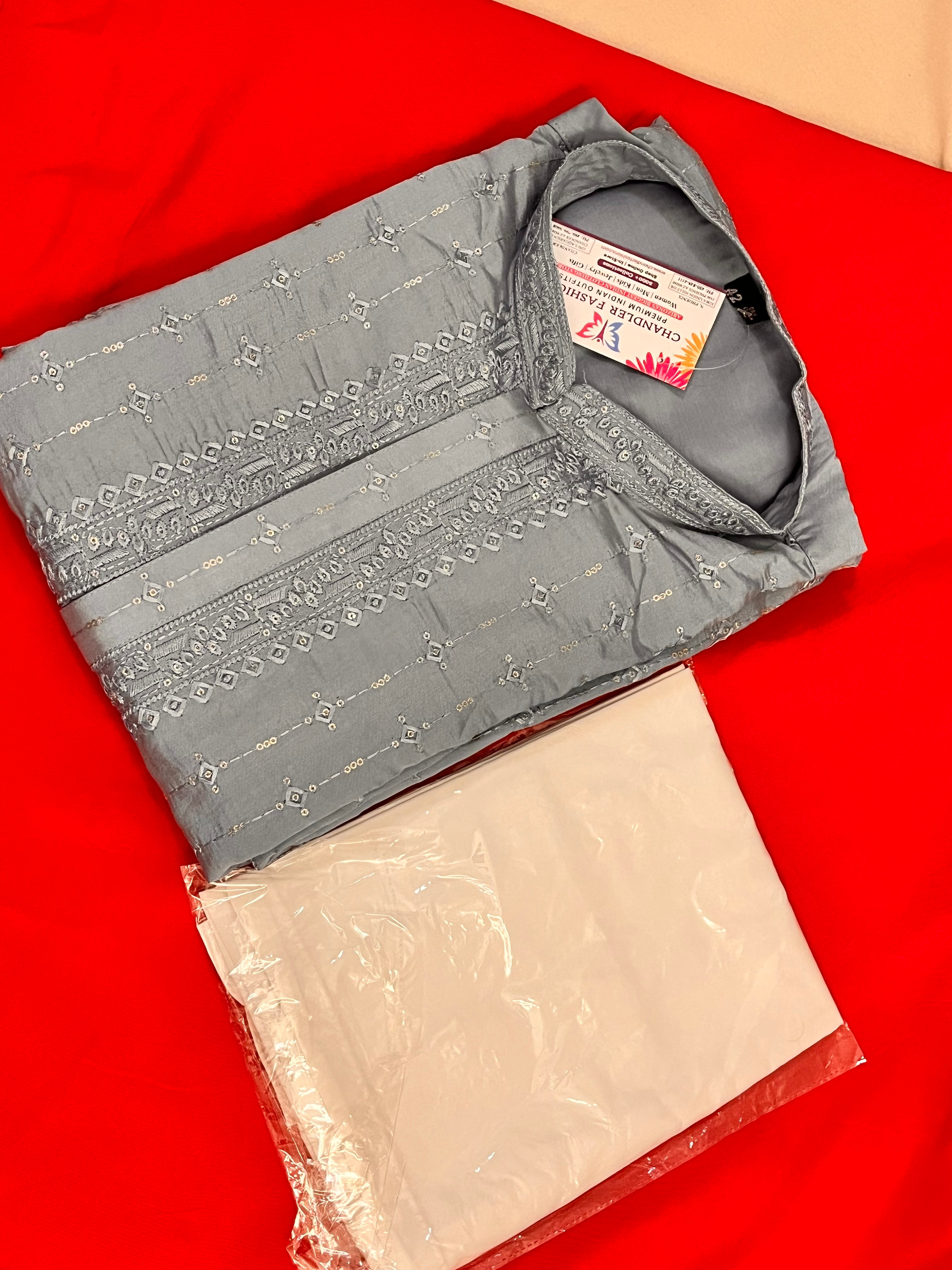 Stylish Blue Men's Kurta with Matching Pajama Pants - Traditional Indian Outfit for Weddings, Festivals & Casual Wear