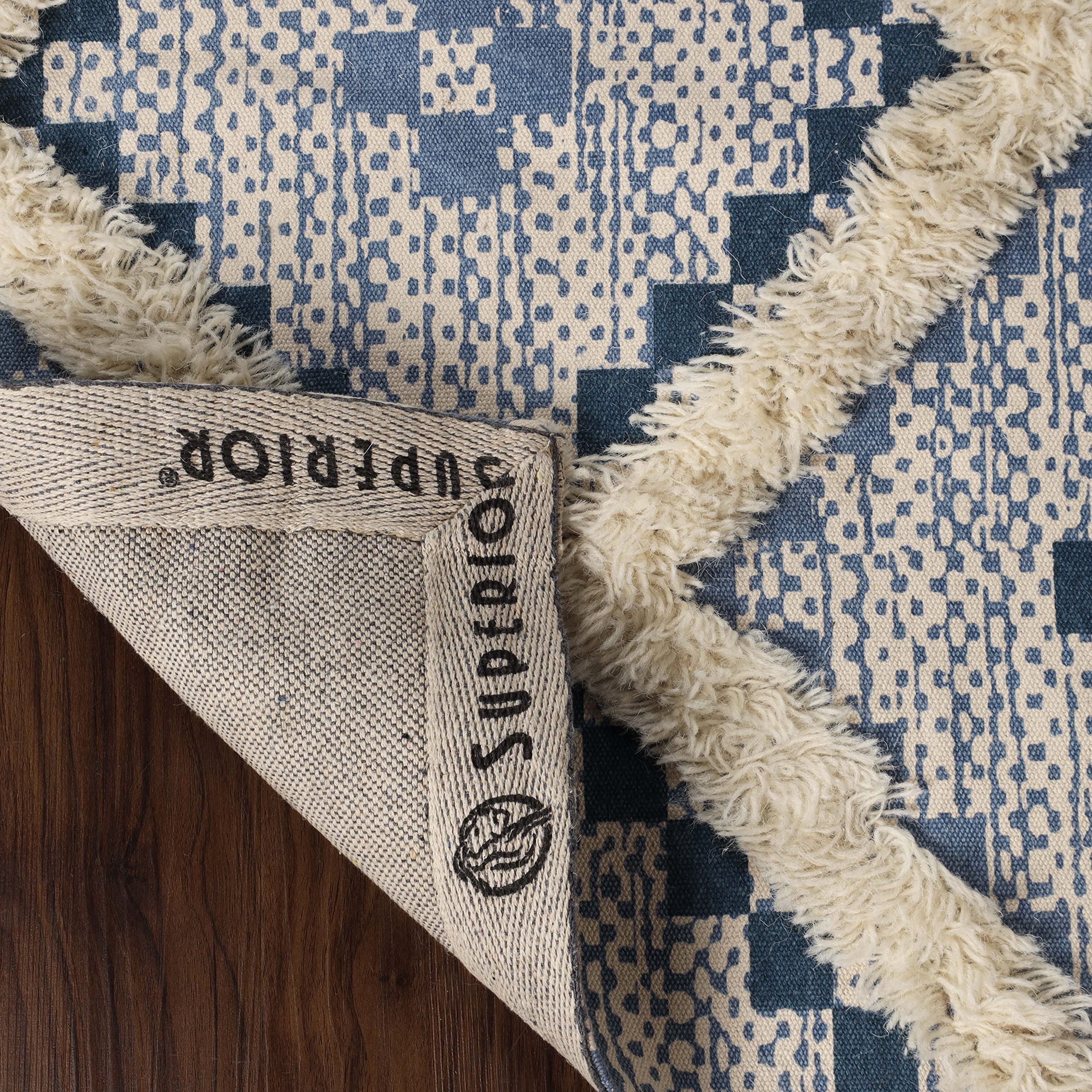 Premium Hand-Tufted Indoor Area Rug - 6' x 9' Modern Printed Carpet for Bedroom & Living Room Decor | Cerulean-Dark Denim Design | Soft & Durable Floor Mat for Home Aesthetic, Cozy Spaces & Interior Design Projects