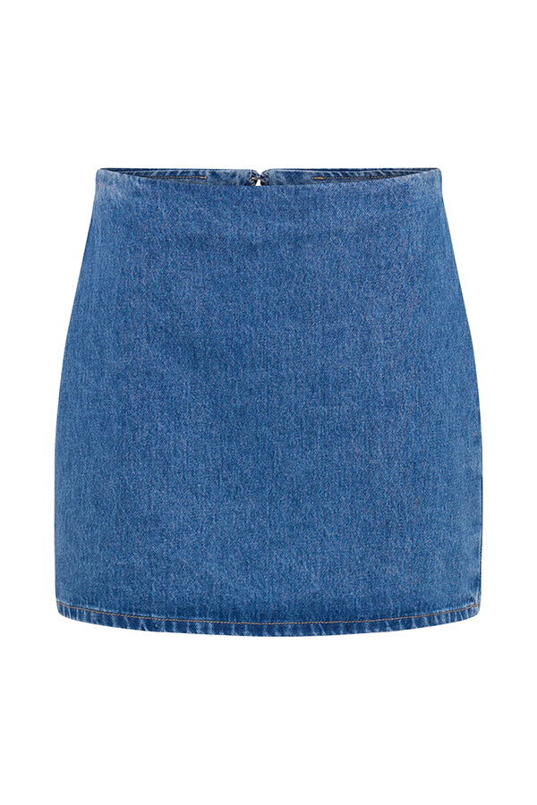 Stylish High Rise Denim Mini Skirt with Back Zipper & Stretch Fit - Trendy A-Line Design for Women | Perfect for Casual Outings, Date Nights & Summer Fashion