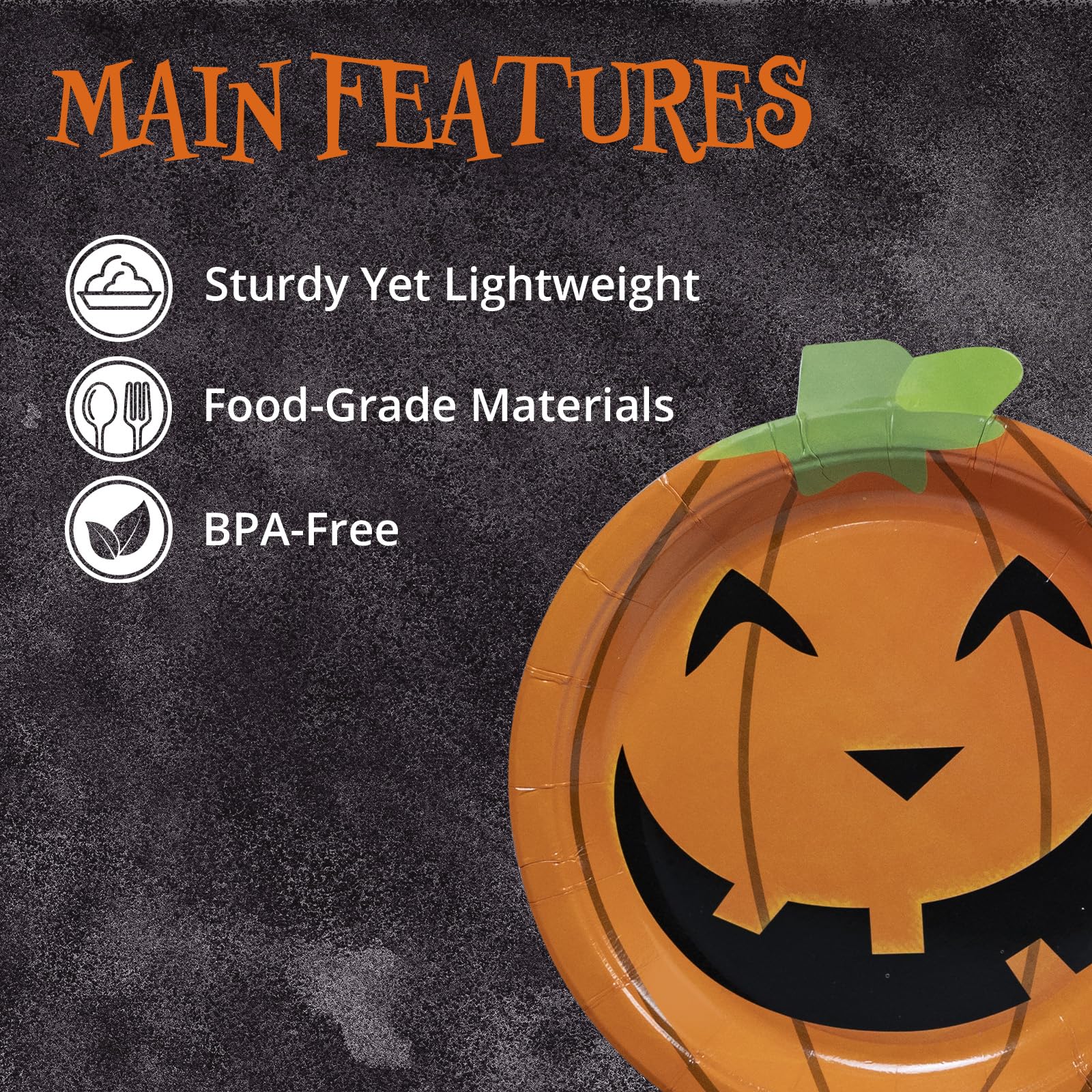 50-Count Halloween Paper Plates with Pumpkin Cutout - 7 Inch Disposable Dinner Plates for Halloween Party Supplies | Perfect for Spooky Decorations, Trick-or-Treat Parties & Fall Gatherings