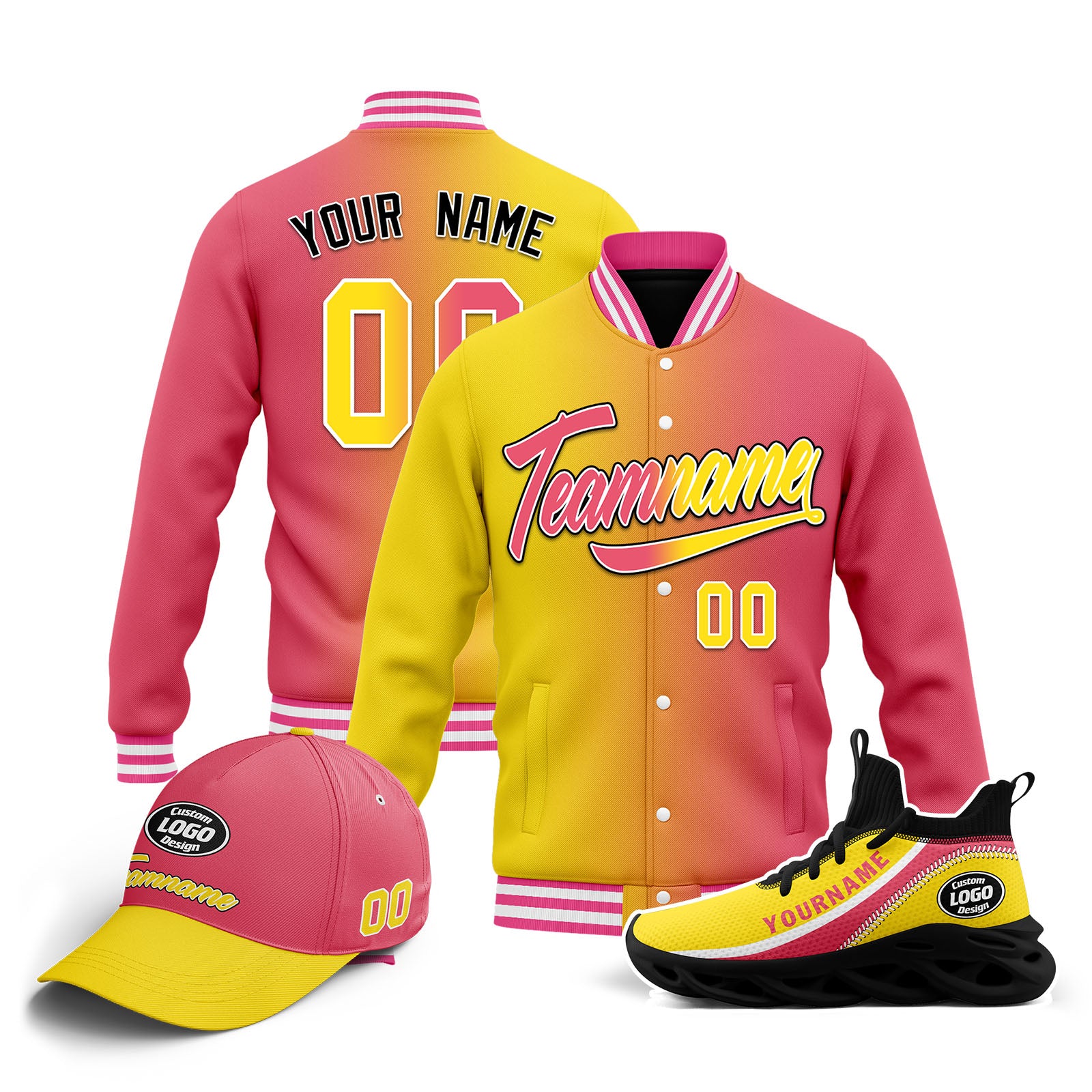 Custom Jacket, MaxSoul Shoes & Hat Combo - Personalized Outfit Set for Men & Women | Perfect for Casual Wear, Street Fashion & Gift Giving | D028014
