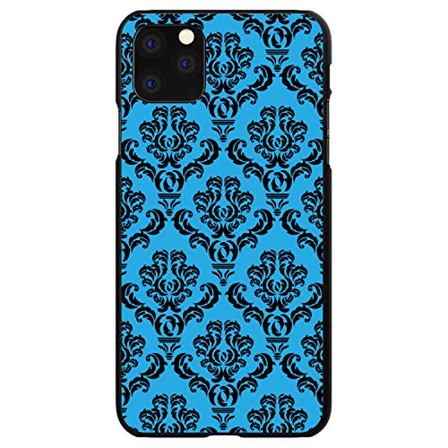 Blue Black Damask Pattern On Black Case
