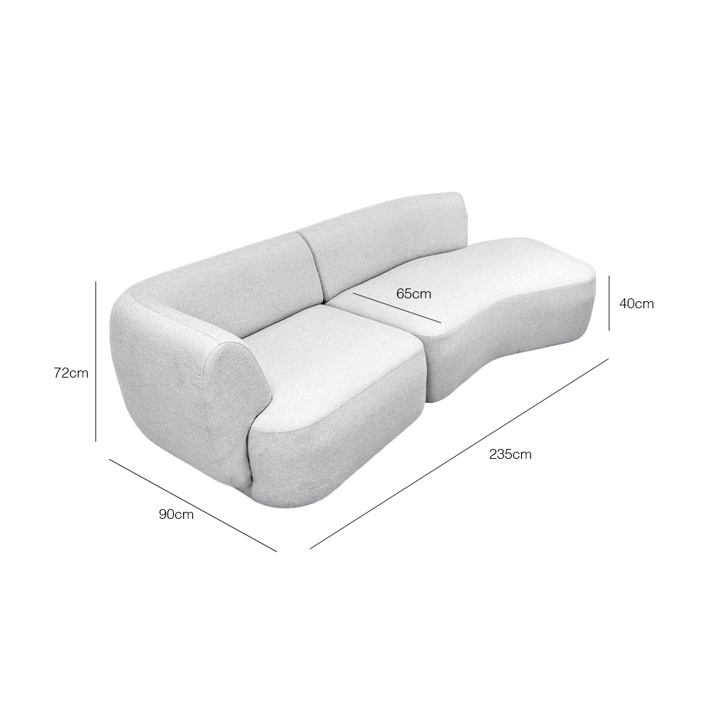 Pebble 3-Seater Chaise Sectional Sofa with EcoClean Fabric | Modern L-Shaped Couch for Living Room, Lounge & Family Room | Stain-Resistant & Pet-Friendly Sofa Set