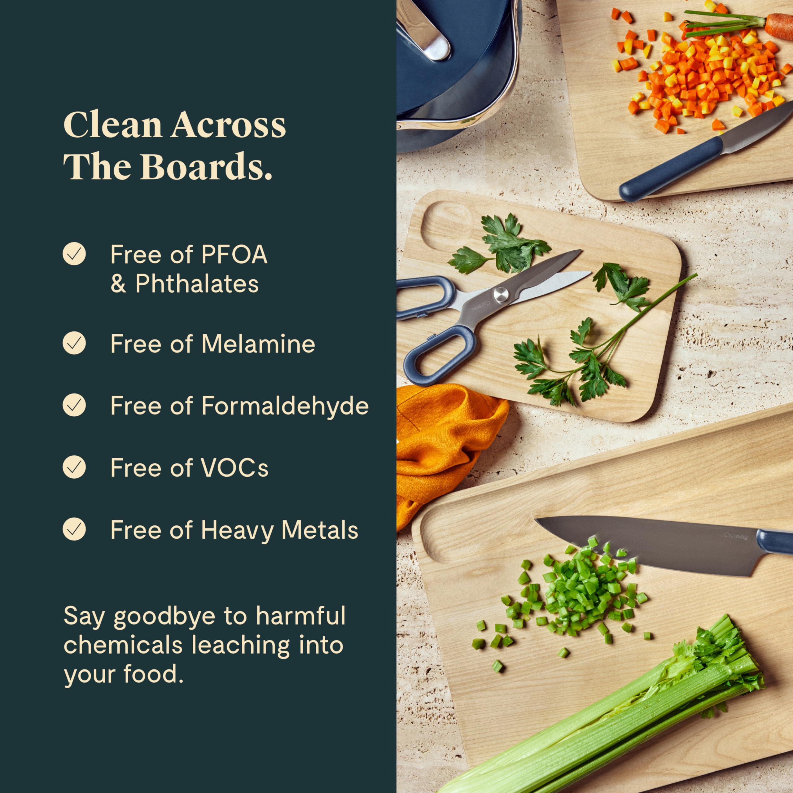 Caraway 4-Piece Reversible Wooden Cutting Board Set - FSC-Certified Birch - Natural Mineral Oil & Beeswax Finish - Small, Medium & Large Sizes with Storage Organizers - Perfect for Meal Prep, Charcuterie Boards & Kitchen Organization