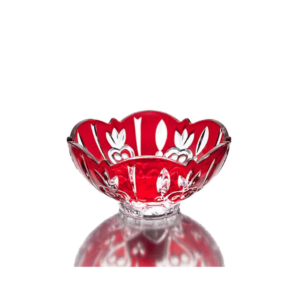 STUDIO SILVERSMITHS Red Crystal Candy Dish Bowl - Elegant Serving Bowl for Candy, Nuts & Desserts - Perfect for Parties, Weddings & Home Decor