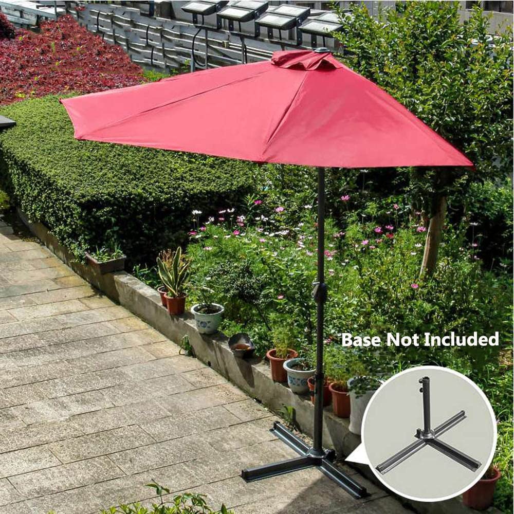 2.7M/3M Outdoor Patio Umbrella - Large Half Round Sun Shade Parasol for Garden, Balcony & Poolside - UV Protection & Foldable Design (Red, 2.7M) - Perfect for Backyard Relaxation, Beach Trips & Outdoor Dining