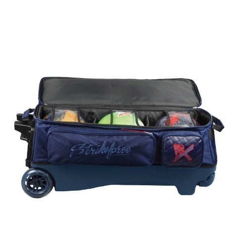 KR Strikeforce Diamond Navy Triple Roller Premium Bowling Bag - Durable 3-Ball Rolling Bowling Bag for Men & Women - Perfect for League Play, Tournaments & Practice Sessions