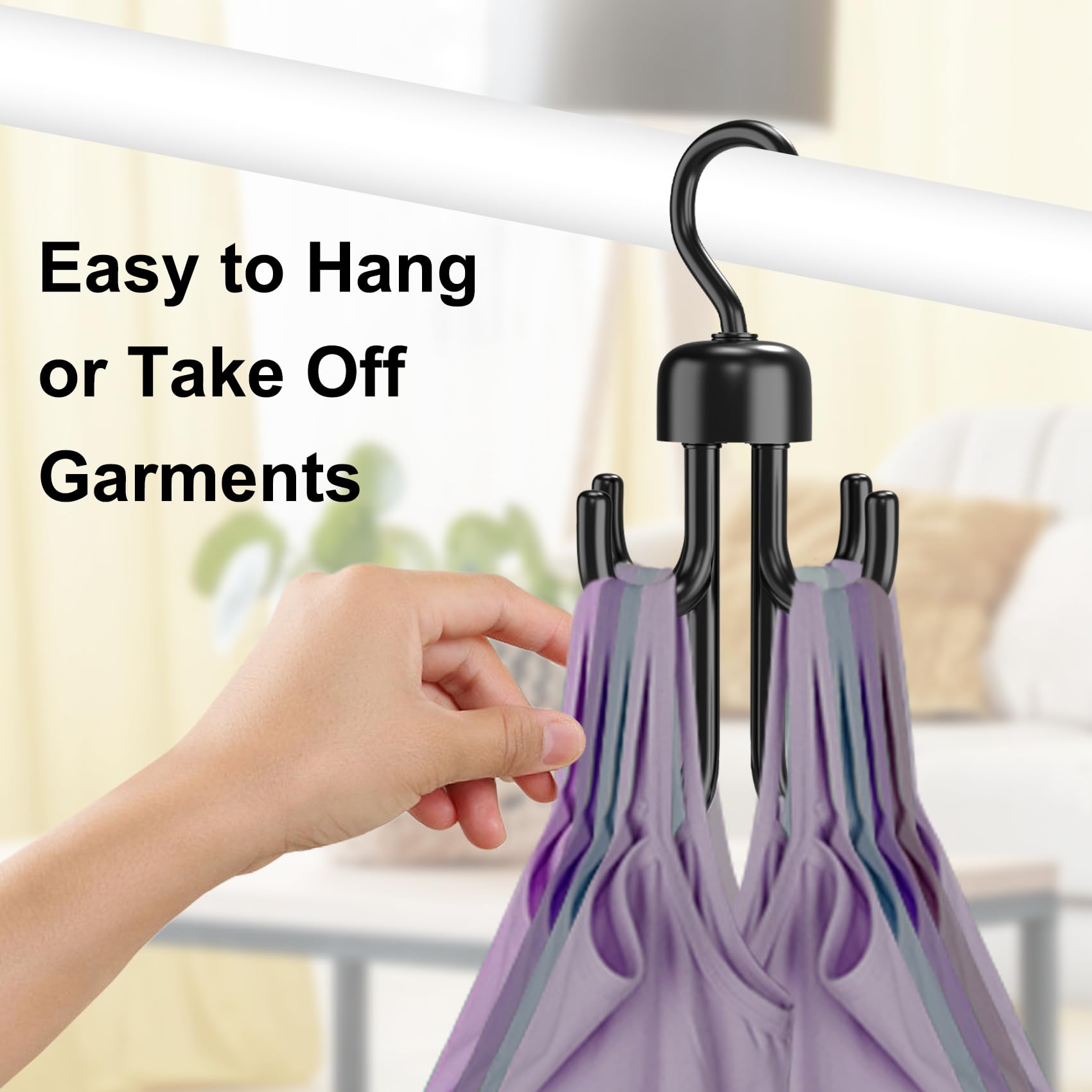 3Pcs Rotatable Bra & Tank Top Hangers - Space Saving Closet Organizer with 72 Storage Capacity - Plastic Belt & Tie Hanger for Apartment, Dorm Essentials (Black) | Perfect for Small Spaces & Wardrobe Organization