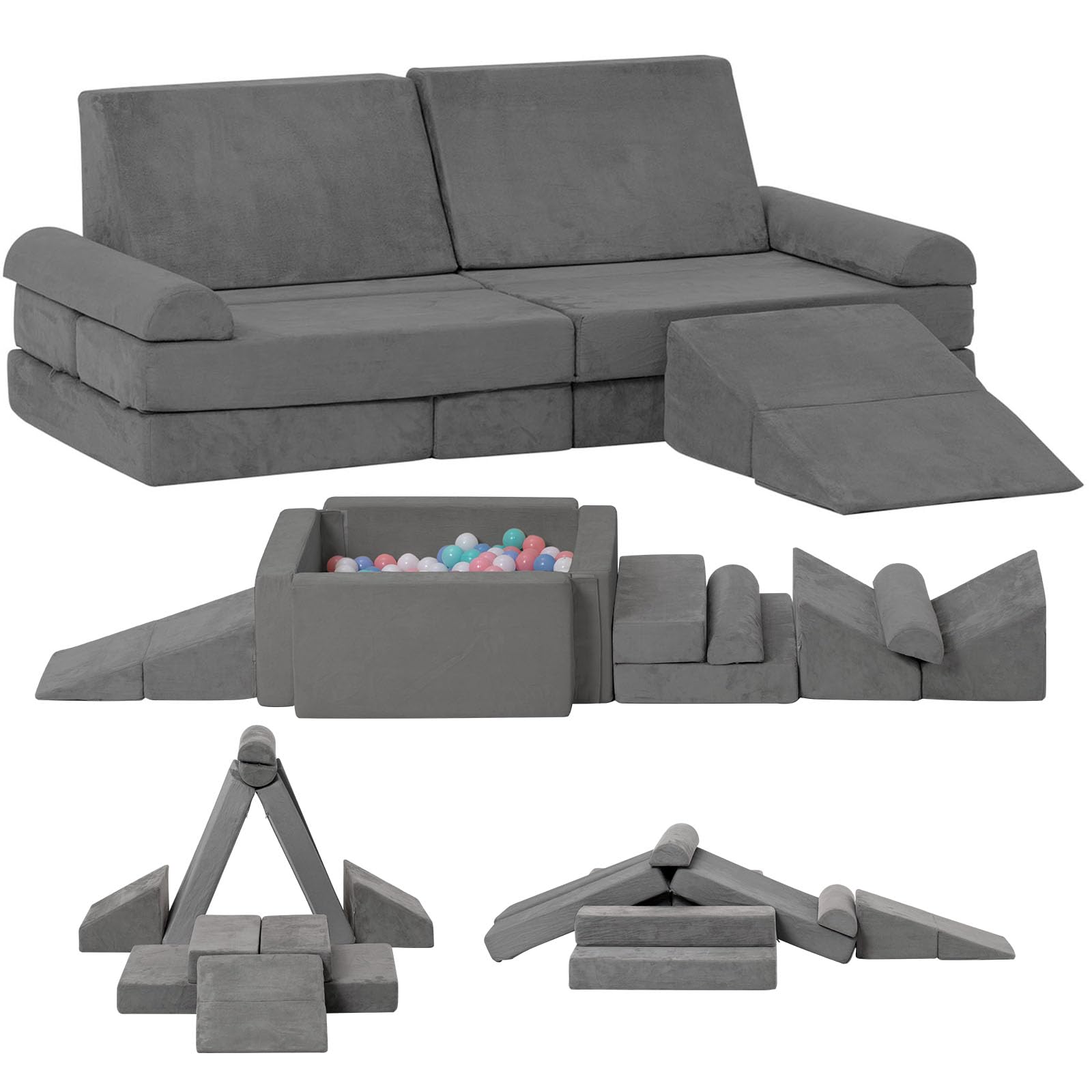 Best Modular Kids Play Couch - Convertible Toddler Sofa with Foam Climbing Blocks for Boys & Girls | Indoor Playroom, Nursery, Daycare & Montessori Learning Activities
