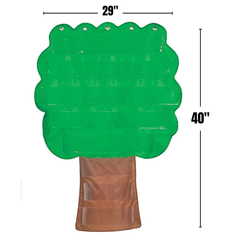 Fun Express Tree Pocket Chart - 3ft Tall with 8 Pockets for Classroom Learning & Organization