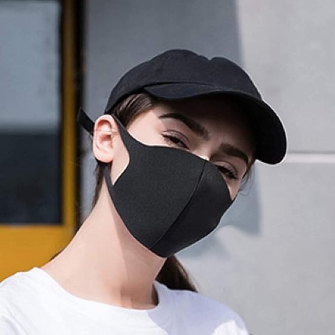 PITRESHWAR® Black Face Mask with Elastic Ear Loops - Reusable, Breathable & Comfortable for Daily Use, Travel, and Outdoor Activities