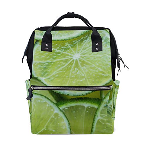 Large Capacity Waterproof Diaper Bag Backpack for Baby Care - Stylish Lemon Slices Print Multi-Functional Travel Tote for Moms & Dads - Perfect for Daycare, Travel, and On-the-Go Parenting