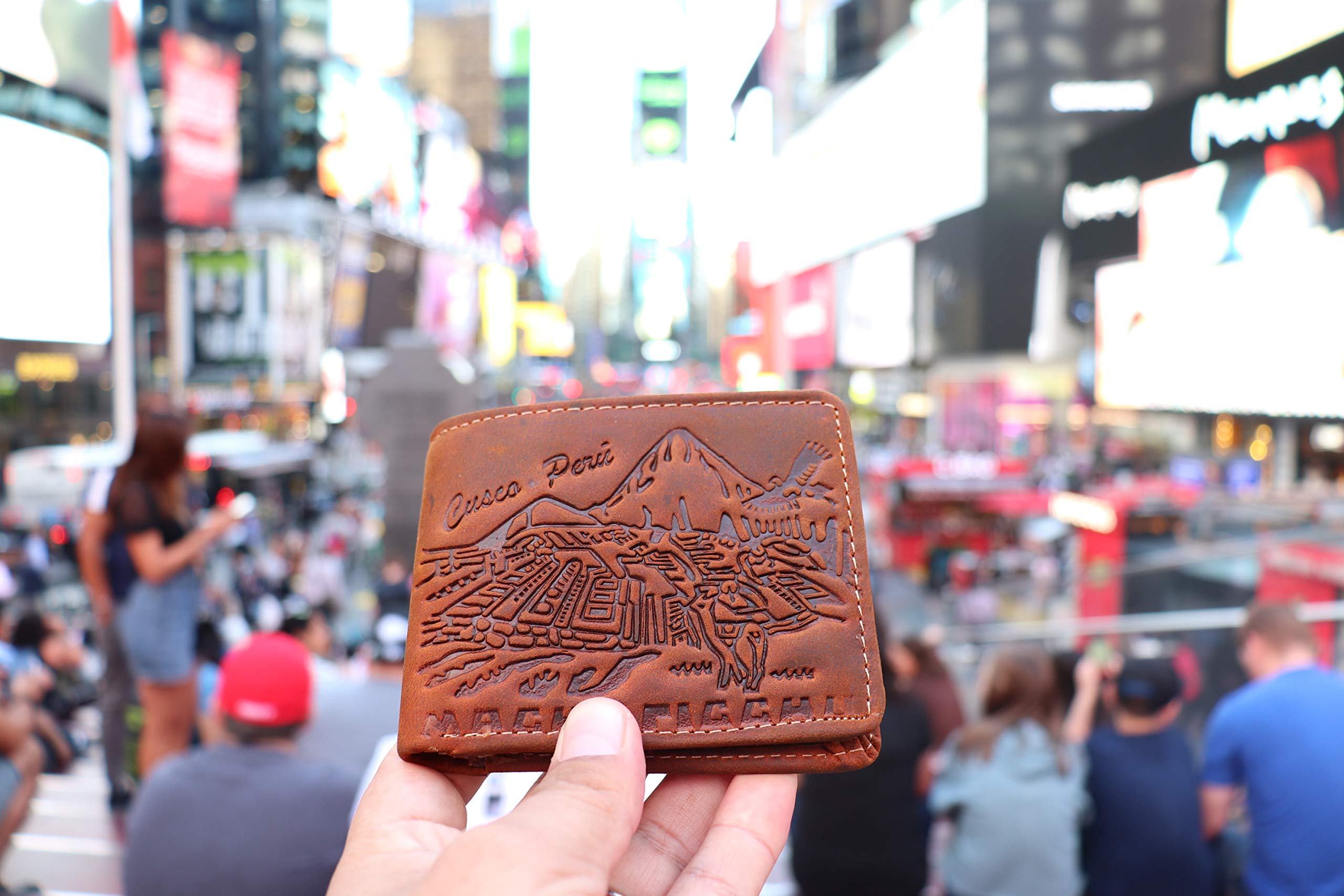 Handmade Genuine Leather Wallet with Peruvian Inca Ethnic Designs - 2-in-1 ID & Coin Holder Wallet for Men | Perfect for Travel, Daily Use & Gift Giving