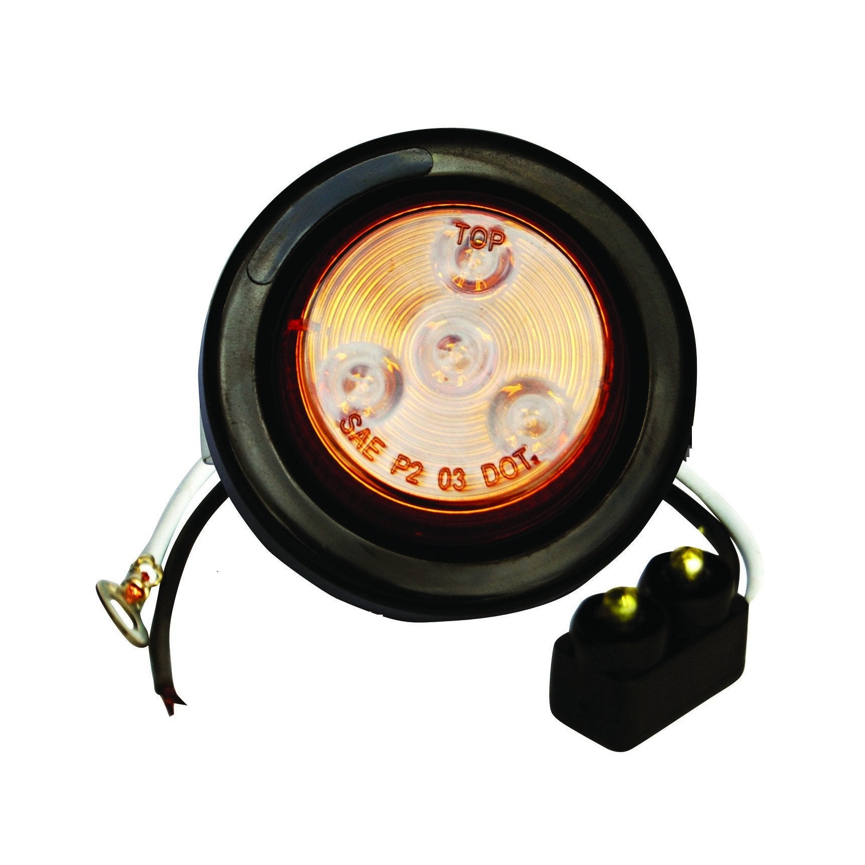 Fortpro 2 Round Clearance/Marker LED Light with 4 LEDs - Durable Amber Lights for Trucks, Trailers & Off-Road Vehicles - Waterproof & Shockproof for All Weather Conditions