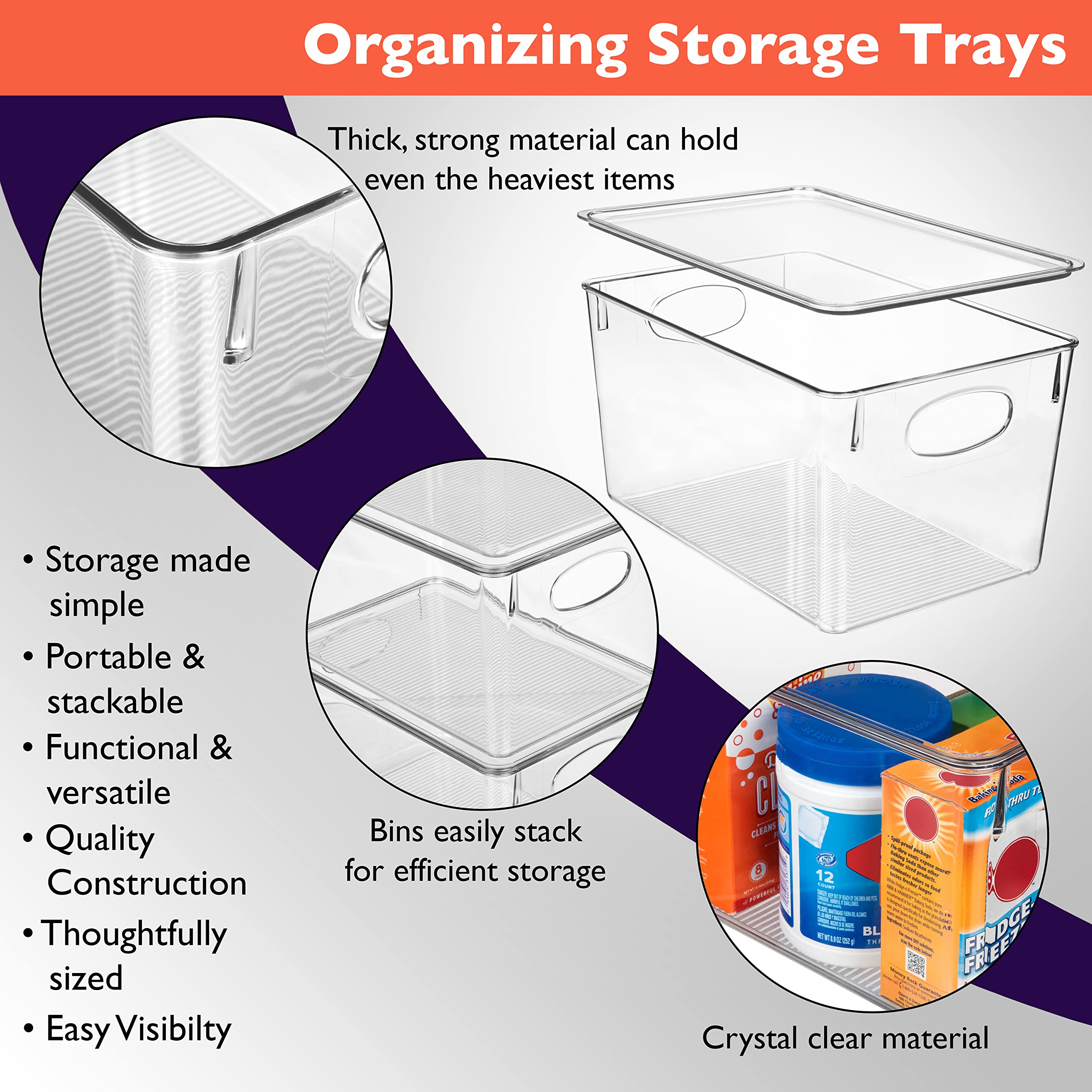 ClearSpace Plastic Storage Bins with Lids – 8-Pack Pantry & Fridge Organizers for Food Storage, Cabinet Organization – Airtight Kitchen Containers for Cereal, Snacks & Dry Goods