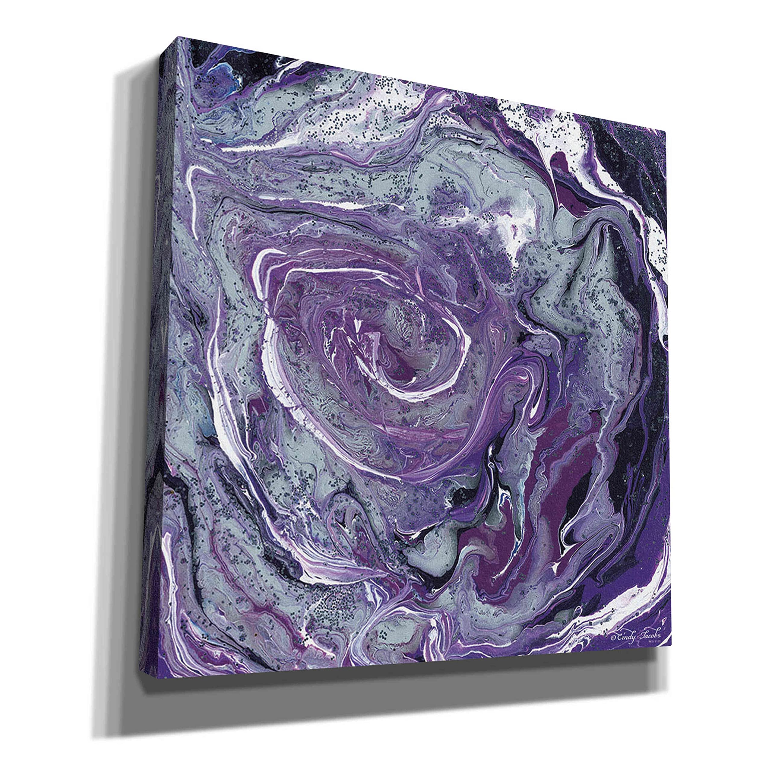 Epic Graffiti 'Abstract in Purple II' by Cindy Jacobs - 26x26 Inch Modern Canvas Wall Art Painting for Living Room, Bedroom & Office Decor
