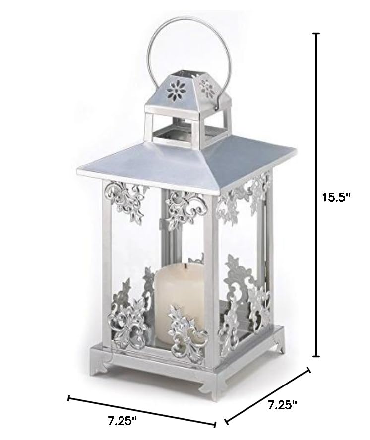 Elegant Silver Scrollwork Classic Candle Lantern Set of 5 - Perfect for Wedding Decor, Garden Parties & Romantic Home Ambience